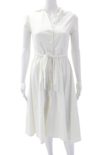 Michael Michael Kors Womens Cotton Collared Tied Short Sleeve Dress White Size 4