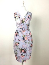 Closet Dress 10UK Lilac Floral Botanical Tropical Birds Wrap Top Wedding Guest