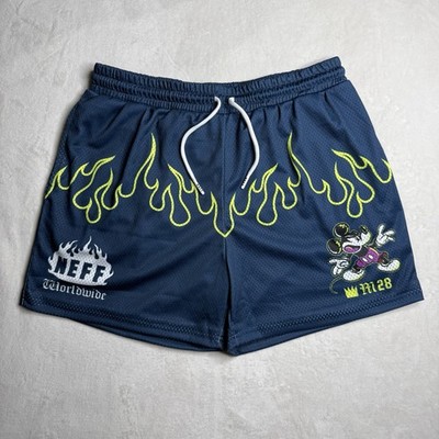 Disney x NEFF Worldwide Mickey Mouse With Flame Teal Shorts Men s Size Large