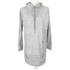 Athleta Victory Sweatshirt Dress Size M Gray Heather Spacedye Zip Pocket Hoodie