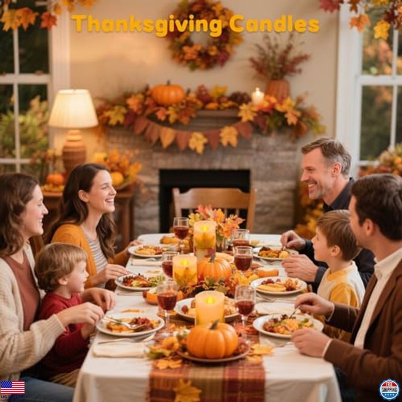 Set of 3 Maple Leaf LED Candles with Remote & Timer, Dimmable Battery Operated