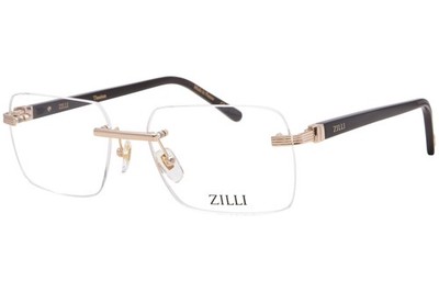 Zilli ZI60108 C01 Eyeglasses Men's Gold/Brown Horn Rimless Rectangle Shape 59mm