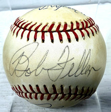 Signed Baseball 6 HOF McCovey Marichal Brock Feller Slaughter Doerr PSA DNA Auto