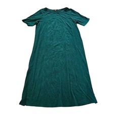 J. Jill Wearever Maxi Dress Women XL Petite Green Short Sleeve Side Slit A-Line