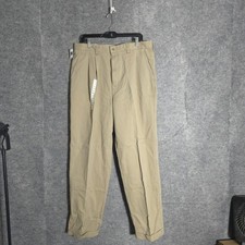 Gap Relaxed Pleated Chinos Mens 36x32 Khaki Tan Vintage Cuffed Straight Leg New
