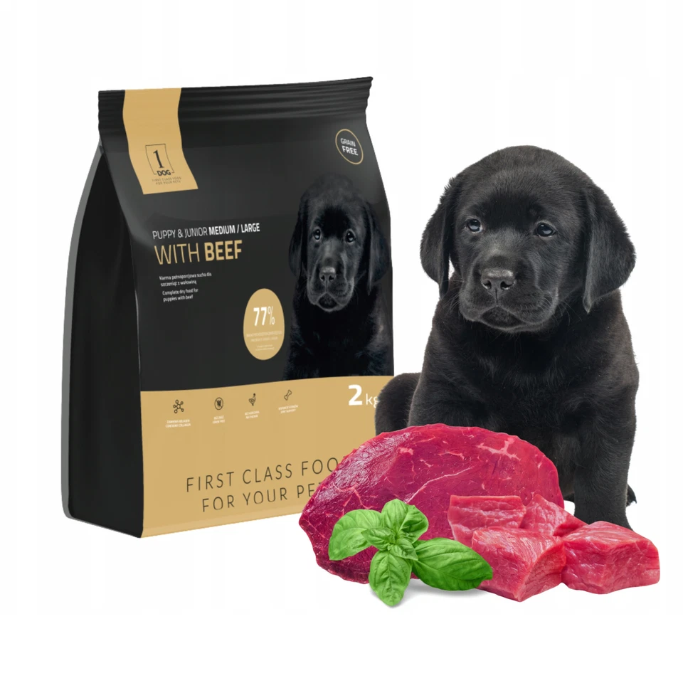Welpenfutter Trockenfutter Hund 2kg Getreidefreies Hundefutter mit Rind 1DOG - Bild 2 von 4