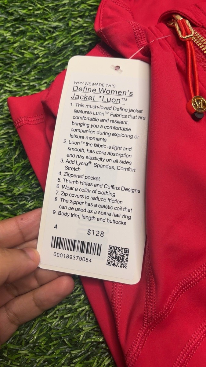 Lululemon Define Women's Jacket Red Size 4 Luon Full Zip Zipped