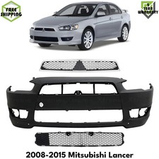 Front Bumper Cover Primed Grille Assembly Kit For 2008-2015 Mitsubishi Lancer Front Bumper Cover Primed Grille Assembly Kit For 2008-2015 Mitsubishi Lancer