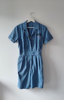 Vintage Sabritas Workwear Strampler Overall Gr. S blau Utility 90er bestickt