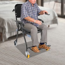 Medical Shower Commode Wheelchair Transport Chair Mobility Bedside Toilet 350lbs