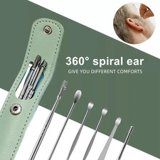 Stainless Steel Ear Cleaning Tool Kit with Storage Bag Safe Earwax Removal Picks
