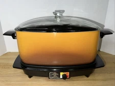 Vintage West Bend Slo Cooker  5 Settings 6 Qt Glass Lid Crock Pot Slow WORKS