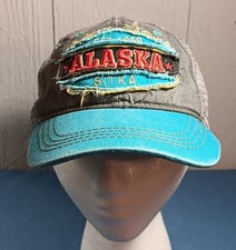 Alaska Sitka Est. 1959 Souvenir Trucker Hat Gray Blue Distressed Patch Cap OSFM