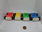 Vintage Fisher Price little people set/4 colored top Garage cars
