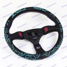 355mm Vertx Vb Green Stitch Leather 3 Deep Dish Steering Wheel For Omp Momo Rac