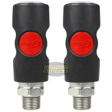 Prevost 3/8" MNPT Truflate Safety Male Coupler Push Button USI081252 2 Pack