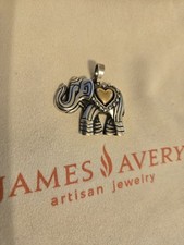 James Avery Retired Sterling Silver and Bronze Adorned Elephant Pendant