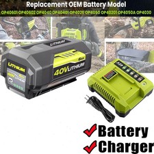 8.0Ah Battery 40 Volt for Ryobi 40V Lithium OP40602 Battery with LED / Charger