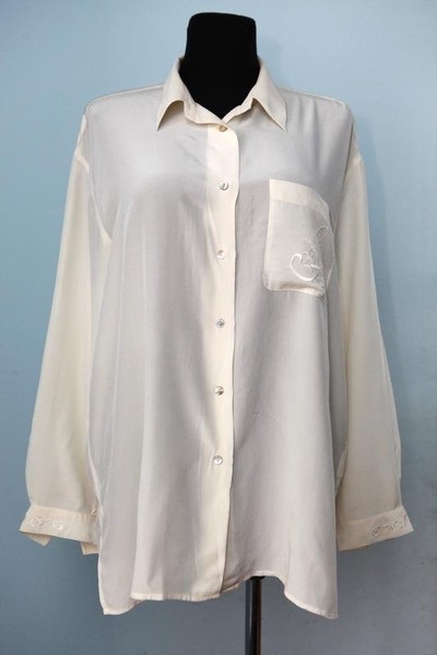 Women Peter Hahn Shirt White Silk XL