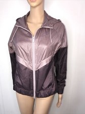 Nike Womens Windbreaker Jacket Hooded Size XS Small Purple Zip Hoodie