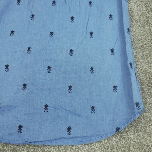 Vans Button Shirt Boys Large Blue Pineapple Allover Print Short Sleeve Pocket - Picture 15 of 23