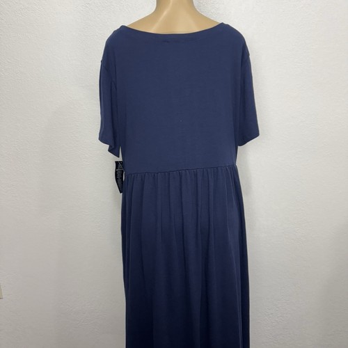 Womanwithin Blue Floral Midi Knit Lounge Dress Womens Size 14/16 Casual Pockets - Picture 11 of 19