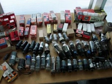 Huge Vtg. Radio/TV Electronics Glass Tubes & Resistors & other Components