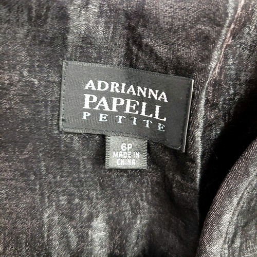 Adrianna Papell Petite Black Sash Wrap Dress Size 6P Beautiful Light New - Picture 9 of 9