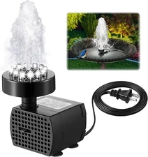 Bird Bath Fountains with 12 LED Lights, 4W 24 Hour Working Small Fountain Pumps