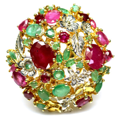 925 Argento Sterling Rosso Rosa Rubino Verde Smeraldo Gioielli