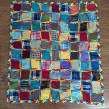 Handmade Quilt Patchwork BOHO Blanket Cottagecore GrannyCore 43x38 Vintage