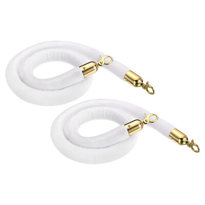 2 stücke 4 Füße Weiß Samt Stanchion Seil Crowd Control Barriere Seil Goldene