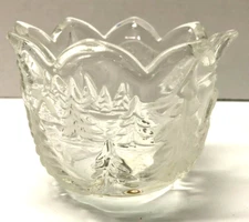 Mikasa Crystal Child picking Christmas Tree Tea Light Votive Candle Holder