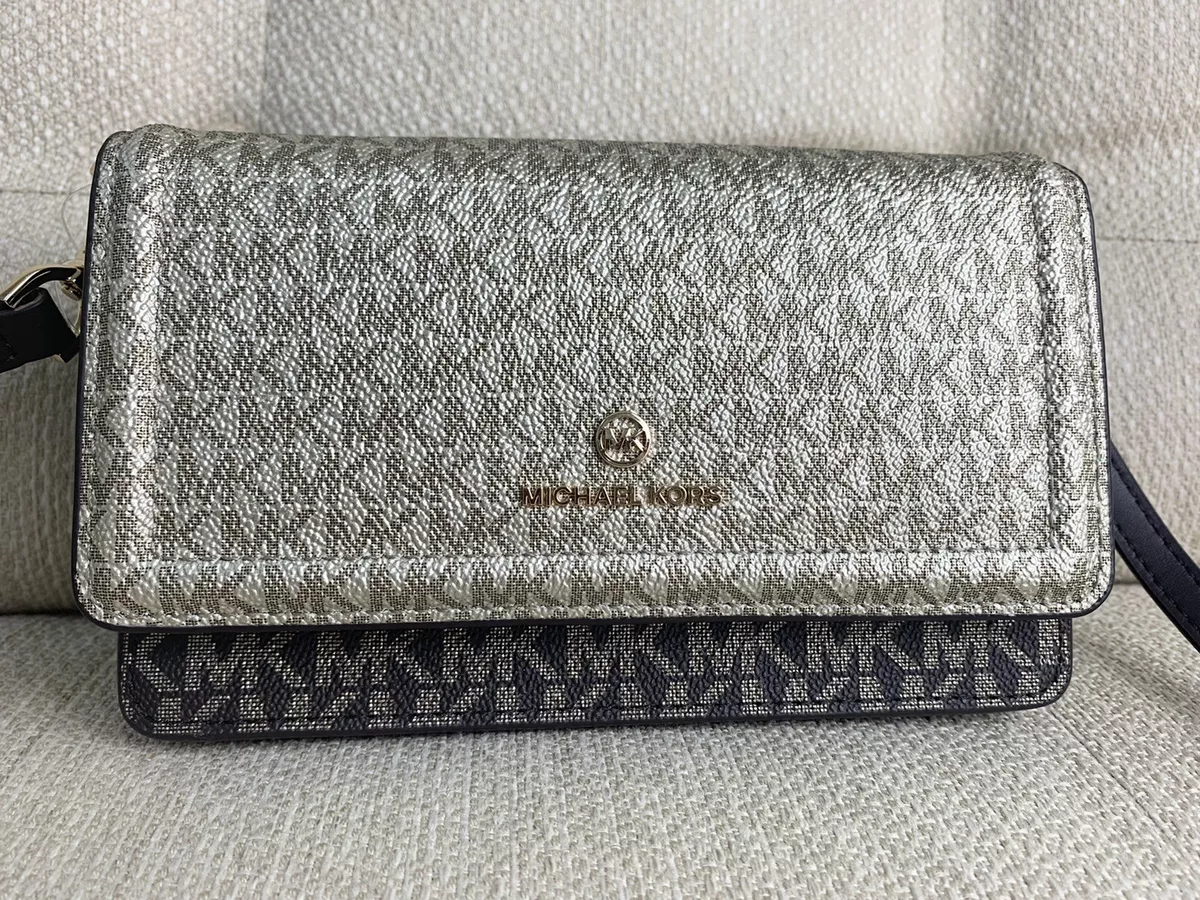 Michael Kors Jet Set Signature MK Logo Charm Small Phone Crossbody