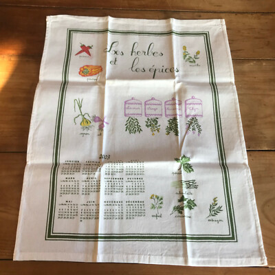 Torchon Calendrier Vintage 1967 - Tissu Multicolore
