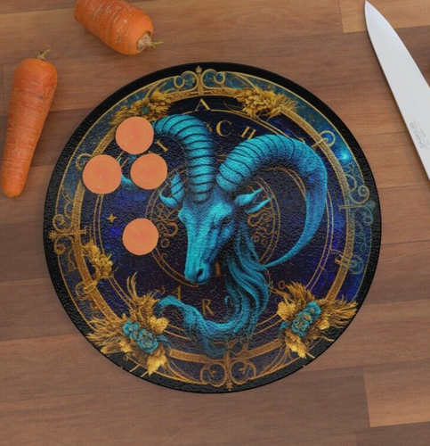 Capricorn Glass Chopping Board, Zodiac Star Sign, Goat, Astrology, Kitchen Gift - Picture 2 of 3