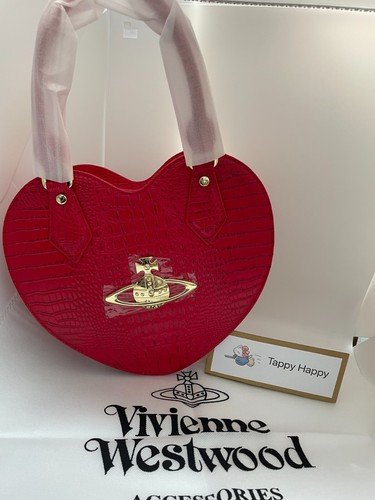 Vivienne Westwood Red Heart Shaped Shoulder Bag Orb Motif Croco New F/J - Picture 2 of 16