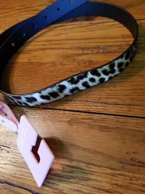 Juicy Couture Womens SM Black Brown Leopard Gold Buckle Belt Oval Adjustable NWT Womens Juicy Couture Black Brown Leopard Gold Buckle  main image 2