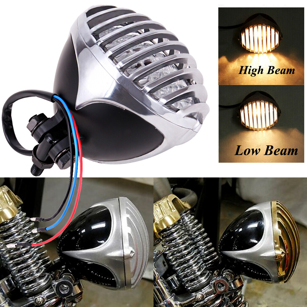 New Headlight Finned Prison Grill Lamp For Harley Cruiser Ch