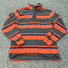 VTG LL Bean Shirt Mens Small Red Striped Traditional Fit Mock Neck 1/4 Pullover