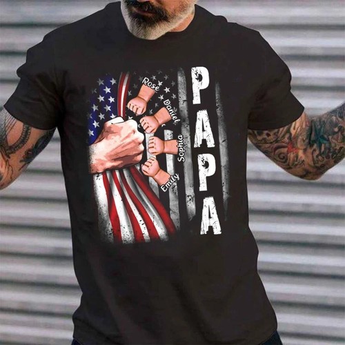 Personalized Hands Grandkids Papa US 