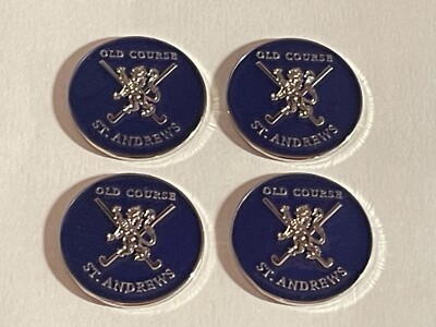 (4) Rare St. Andrews Old Course 1'' Coin Style Golf Markers - Fife, Scotland