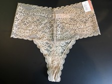 Vtg Gilligan  O'malley XS Beige Nude Lace Thong French Cut Panties