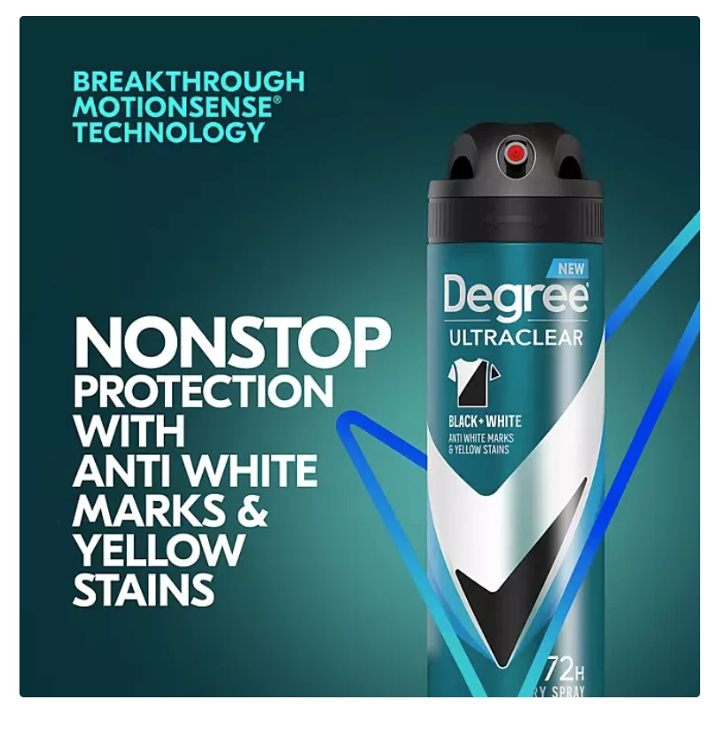 Desodorante en seco Degree for Men Ultraclear negro+blanco, fresco, 4,8 oz., paquete de 3 Foto 4 de 4