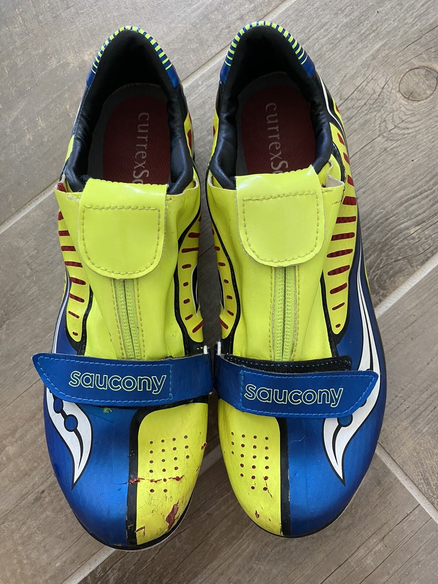 Saucony Soarin J Mens Florescent Yellow Blue Track Cleats S20190-2