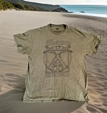 Groot (Marvel Comics) Mens Olive Green T-Shirt Size L  Vitruvian Style Image