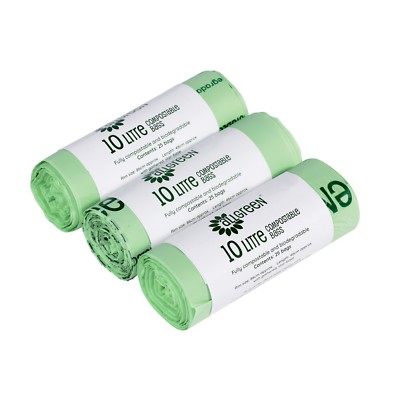 10 Liter x 75 All-Green Kompostierbare Beutel für Küche Caddy-EN13432 Caddy Liner