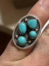 STERLING SILVER NATIVE AMERICAN KINGMAN TURQUOISE NUGGET RING SZ 7.5 .925