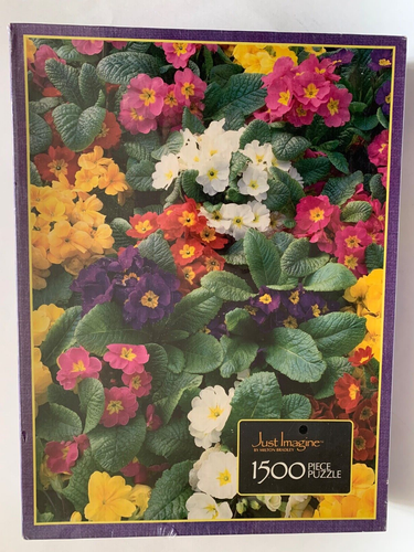 Milton Bradley Just Imagine 1500 Piece Puzzle 1986 Prim & Proper SPRING FLOWERS - Picture 2 of 6