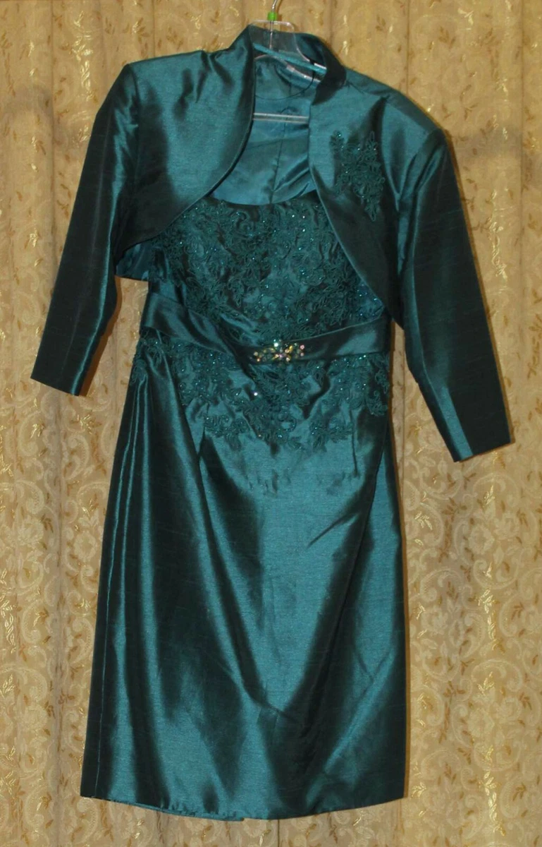 Fashion New York abito corto tubino con giacca colore verde petrolio taglia 46